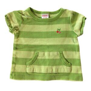 3M to 6M PLAY Gymboree Green Striped Cherry Tee
